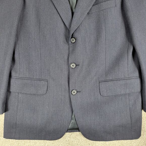 Vintage Burberrys Tuxedo Mens Blue Micro Herringbone Wool 3 Button Formal Suit - Picture 15 of 16